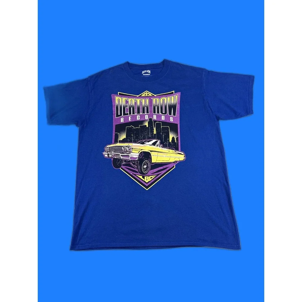 Death Row Records Graphic Tee Music Short Sleeve Crewneck L/G Blue 100% Cotton